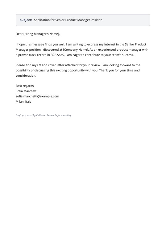 Application email preview