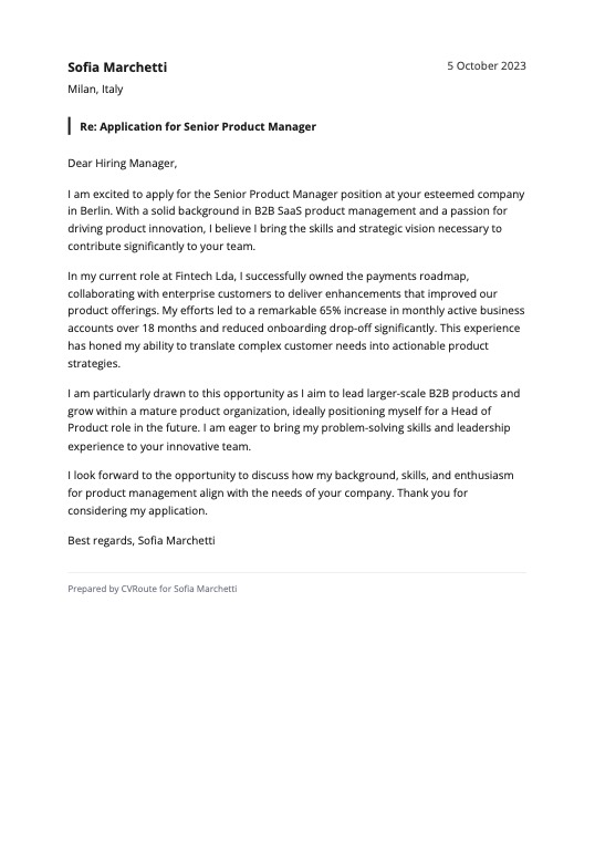 Cover letter preview